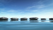 step stones in the blue sea