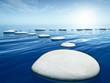 step stones in the blue sea