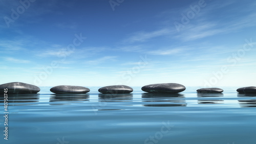 Illustration: step stones in the blue sea step stones in the blue sea