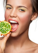 Beautiful woman with tropical fruit Beautiful woman with tropical fruit