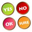 Yes, No, Ok and Sure stickers