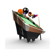 3d deformed Billiards pool table with balls,chalk and cue-stick 3d deformed Billiards pool table with balls,chalk and cue-stick