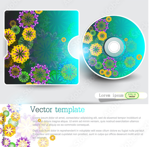 Vector: Cover design template of disk. Floral Design Cover design template of disk. Floral Design