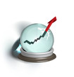 Broken magic crystal ball and finance arrow