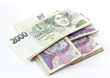 czech banknotes nominal value one and two thousand crowns