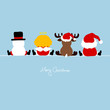 Santa, Angel, Reindeer & Snowman Blue