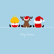 Santa, Angel & Reindeer Blue