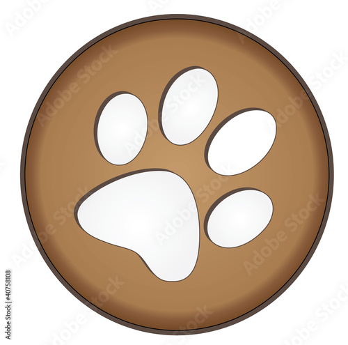 Vector: Brown Button Paw Print Brown Button Paw Print