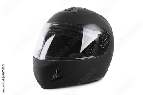 Photo: black motorcycle helmet isolated black motorcycle helmet isolated