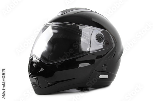 Photo: black motorcycle helmet isolated black motorcycle helmet isolated
