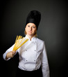 italian cook chef wiht spaghetti