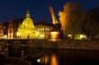 Alter Kran im Hafen Lüneburg bei Nacht