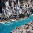Water between two rocks.