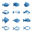 Set of vector fish icons