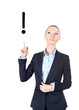 Business woman pointing up on sign pling