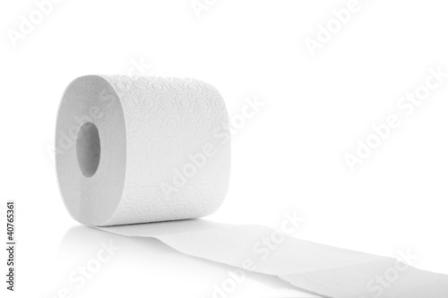Photo: Roll of toilet paper isolated on a white background Roll of toilet paper isolated on a white background