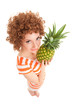 fun woman with pineapple on the white background fun woman with pineapple on the white background