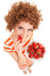 Fun woman with strawberry on the white background Fun woman with strawberry on the white background