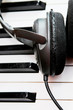 Headphone on piano keyboard