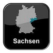 Glossy Button schwarz - Deutschlandkarte: Bundesland Sachsen