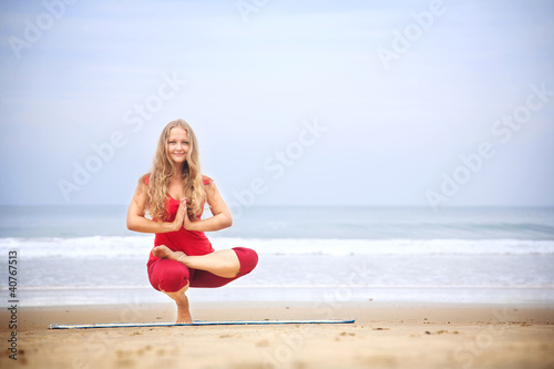 Photo: Yoga balancing asana on toes Yoga balancing asana on toes