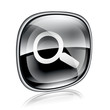 magnifier icon black glass, isolated on white background.