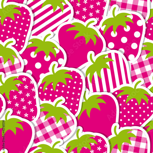 Vector: Seamless Pattern Pink Strawberries With Pattern Seamless Pattern Pink Strawberries With Pattern