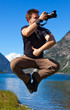 Young photographer shooting