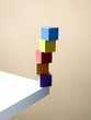 Stack of colorful cubes on table corner