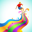 Surfer on Colorful Wave