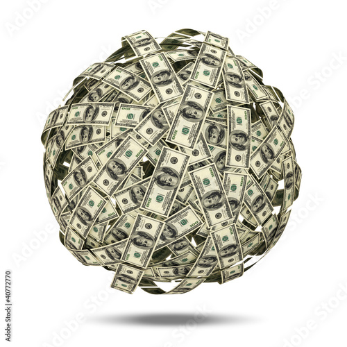 Illustration: Abstract Sphere from Dollars Abstract Sphere from Dollars