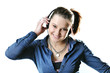 Girl with headphones isolated on white background