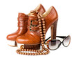Sexy fashionable shoes and glasses isolated Sexy fashionable shoes and glasses isolated