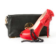 Sexy fashionable shoes and handbag isolated Sexy fashionable shoes and handbag isolated