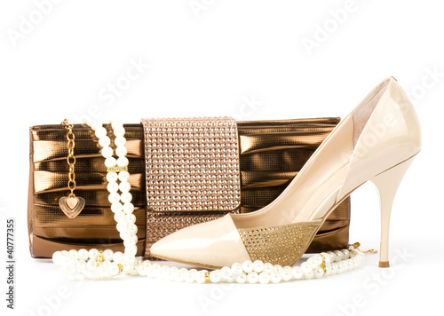 Photo: Sexy fashionable shoe and handbag isolated Sexy fashionable shoe and handbag isolated