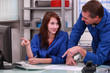 Boss and employee in office
