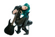 canvas print picture - woman with electric guitar