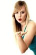 beautiful young woman blowing a kiss