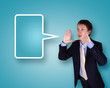 businessman in suit talking and shouting