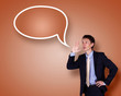 businessman in suit talking and shouting