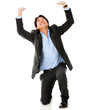 Businessman lifting something
