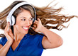 Fun woman listening to music