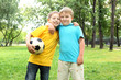 Boys in the park with a ball