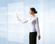 Business woman and touchscreen technology