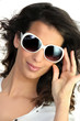canvas print picture - Young woman in oversized sunglasses