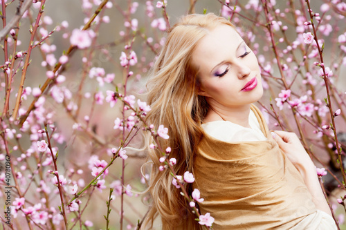 Photo: Girl in peach garden Girl in peach garden