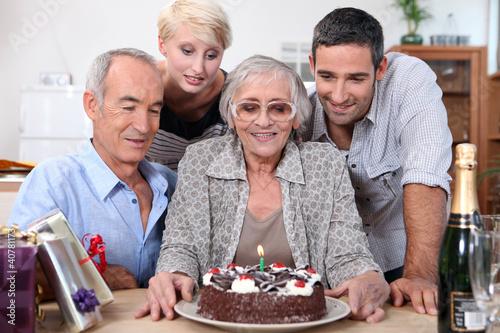 Photo: Family gathered together for birthday party Family gathered together for birthday party