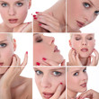 Collage of portraits of a young blond woman