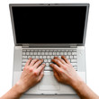 hands on laptop
