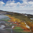 Colorful sand formations on beach